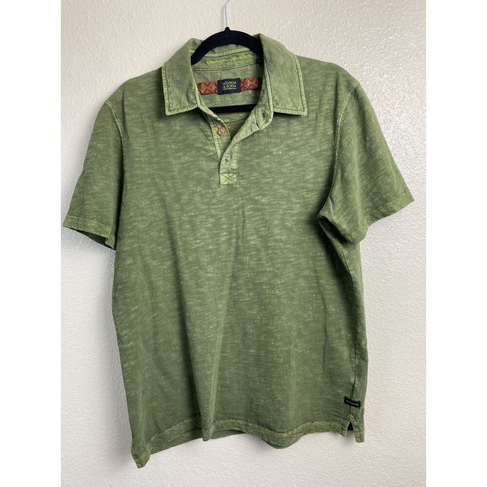 Scotch & Soda Mens Green Short sleeve Polo Shirt Size Medium Classic Cotton